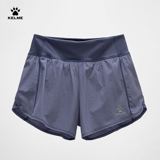 KELME/卡尔美 运动短裤女春季新款速干瑜伽裤防走光健身跑步训练裤 灰蓝色 XL【170/76A】