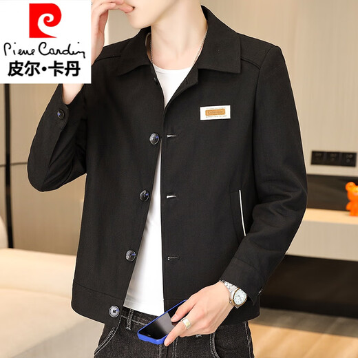 Pierre Cardin Lapel Casual Jacket Men's Jacket 2025 Spring and Autumn New Trendy Handsome Youth Workwear Jacket Men's White XL 120-135Jin Jin is equal to 0.5 kg