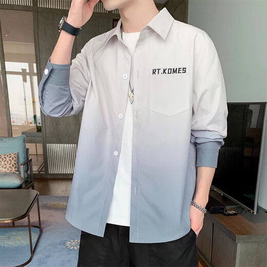 Didisha Gradiente Camisa Color Camisa de manga larga para hombres Lapa de primavera y verano Lapa de hierro gratis
