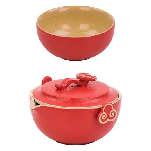 Forbidden City Culture Wanfu Ruyi Tea Set Ceramic Tea Set Cup Palace Museum Cultural and Creative Gifts Wedding Birthday Gift Gift Box One Pot Four Cups