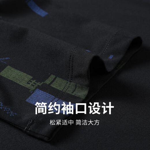 与狼共舞【冰氧吧】圆领短袖T恤男士2025夏季新款字母印花透气短t上衣6195 黑色-001 L (175)