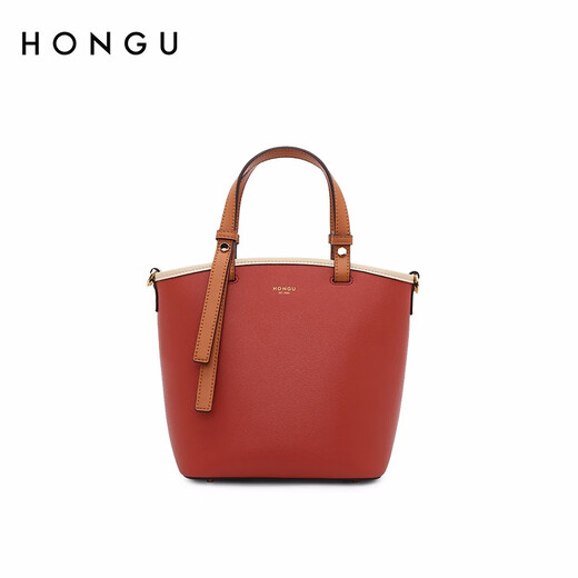 Honggu Women's Handbag Cowhide Bucket Bag Women's Handbag Shoulder Bag Crossbody Bag New Year's Birthday Gift