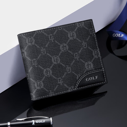 Golf (Golf) Kurzer Brieftasche Herren Brieftasche Coin Wallet Bag Business Fashion Casual Wallet Bag Geburtstagsgeschenk Schwarz