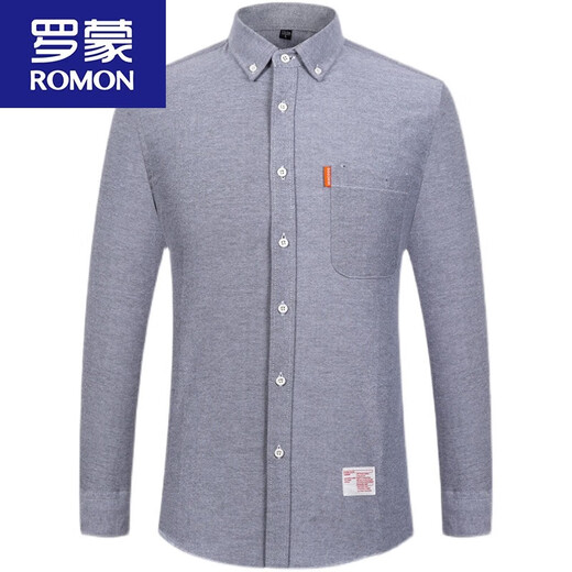 
ROMON (ROMON) Spring and Autumn Men's Cotton Shirt Long Sleeve Middle-aged and Young Casual Cotton Oxford Spinning Solid Color Shirt Large Size Men's Clothing Navy Blue 16817 Pocket Style M 38115Jin [Jin equals 0.5 kg]