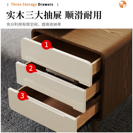 Silan Mengbei solid wood desk and cabinet integrated desk light luxury modern corner computer desk home bedroom study workbench writing desk upgraded solid wood desk without chair 1200*600*770mm (keyboard tray shot separately)