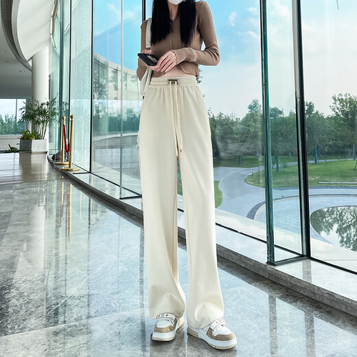 
The new high-waist loose slim casual sports pants corduroy straight-leg pants 3888 black regular (high 166 or less) M