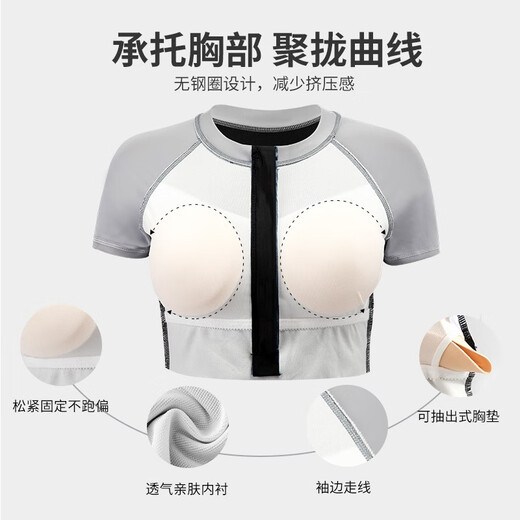 Zailu swimsuit female conservative student two-piece split belly-covering slimming swimsuit 2024 new sports hot spring swimsuit dark gray nose clip earplugs + flat swimming goggles M size recommended weight 88100Jin Jin is equal to 0.5 kg