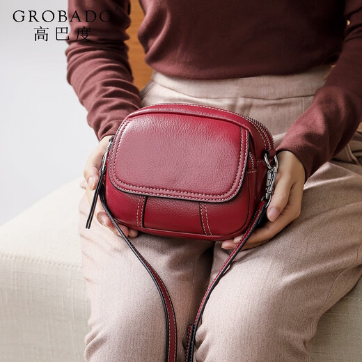 GORBADO (GORBADO) high-quality genuine leather mini bag 2025 new trendy retro top layer cowhide small round bag women single shoulder crossbody bag green large size