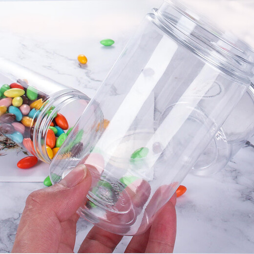 Mo Lin 10 round food plastic sealed jar large mouth transparent storage jar scented tea nut biscuit melted bean honey packaging bottle YL1018 thickened-90g 10 pieces