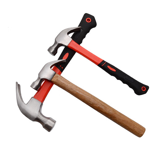 Jinggong wooden handle claw hammer, non-slip plastic fiber handle claw hammer, forged steel nail hammer, woodworking hammer, wooden handle 0.75kg