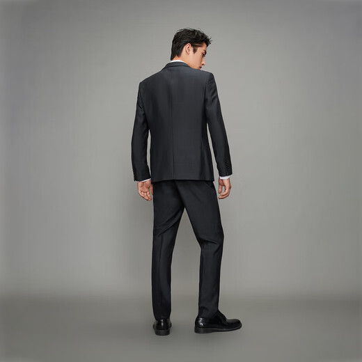 Heilan House (HLA) suit suit for men, three-piece elastic elastic waist slim fit suit for men, formal groom suit, high-end dress, navy plaid 99-suit + pants + vest 170/92B 46B recommended 126~136Jin Jin equals 0.5 kg