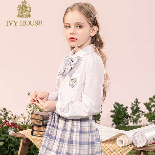 IVY HOUSE Ivy children's clothing girls spring new parent-child clothing JK long-sleeved shirt sweet, cute, comfortable and versatile college style white 120cm (120/56)