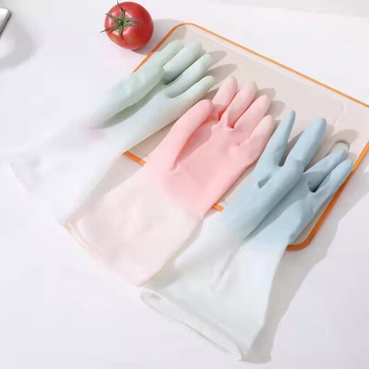 洋臣家务手套加厚洗碗手套防水橡胶洗衣服家务劳保手套手套塑钢手套 3双【均码 不加绒款 颜色随机】