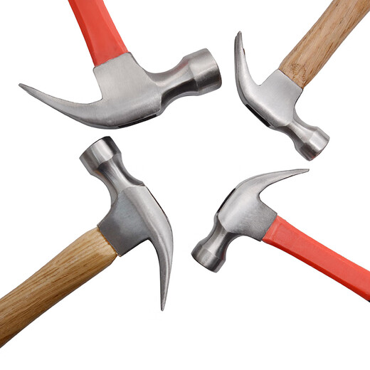 Jinggong wooden handle claw hammer, non-slip plastic fiber handle claw hammer, forged steel nail hammer, woodworking hammer, wooden handle 0.75kg