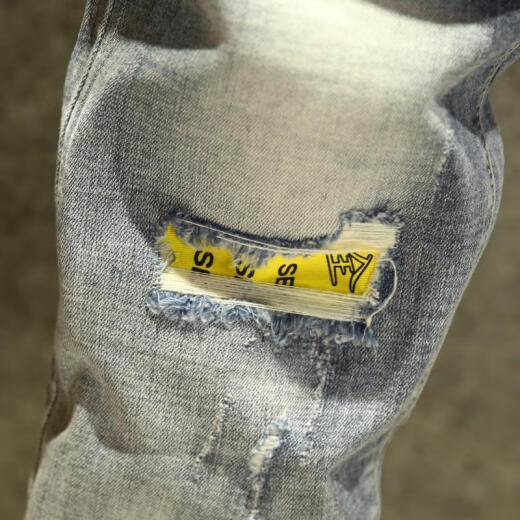 Zhidou Dou Jeans de color claro Nine Punta Slim Slim Feet Pants Pantalones de estilo Coreano Mendigo de moda Mendido Reped de Flin Style 9767 30
