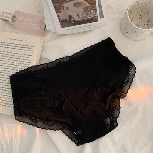 LangSha (LangSha) Pure Lace Panties for Girls Sexy Thin Mid-waist Breathable 3 Valentine's Day Unsize Ice Silk Underwear
