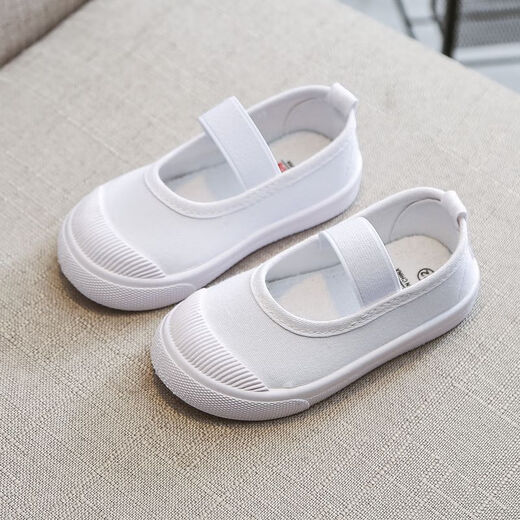 G.duck little yellow duck campus white shoes spring and autumn children's canvas shoes kindergarten male and female students white cloth shoes baby soft C08-T mesh size 27/inner length 17.5cm