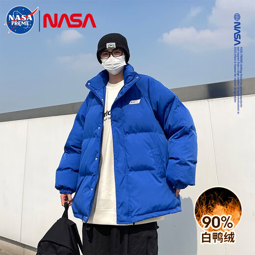 Colombass NASA trendy brand down jacket men's new winter short style men's thickened warm loose winter jacket black (upgraded) L (175) (recommended 115-130Jin Jin equals 0.5 kg)