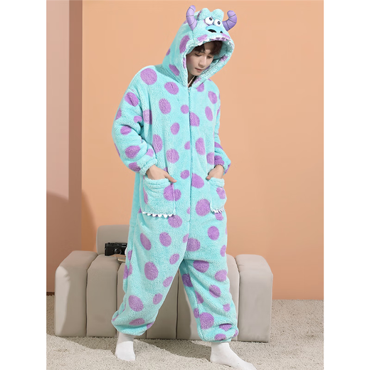 Shantoulin Village Shark Herren Herbst und Winter Großgröße einteiliger Pyjamas 2024 Teenager Plüsch verdickte Korallenfell Heimkleidung ypf einteilig 3894 grüner Panda M Größe 160c/95jin [Jin gleich 0,5 kg]