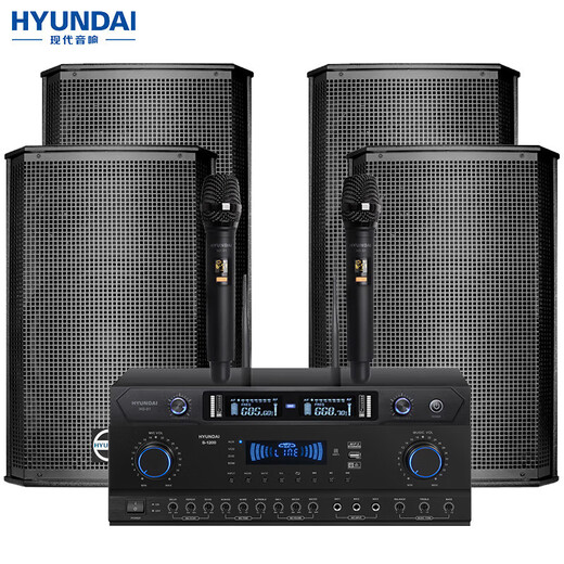 Hyundai Moderner BK8 Professioneller kleiner und mittlerer Konferenzraum Audio-Set Wall-montiertes Lautsprecher Bluetooth-Verstärker Wireless Mikrofon-Kombination Lehrtätigkeits-Audio-Systemausrüstung [vier Audio/Dual-Mikrofon] Audio-Set (100-200 Quadratmeter) (100-200 Quadratmeter)