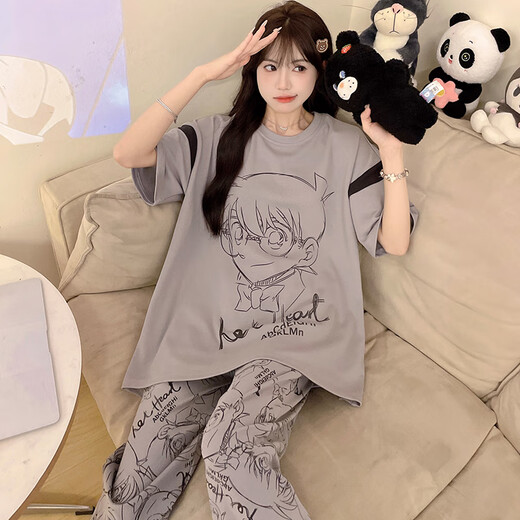 Junjunsui dimei pyjamas für Frauen reine Baumwolle kurzärmelige Hosen Frühlings- und Herbst-Cartoon-Frauen große Größe 200 Jin [Jin entspricht 0,5 kg] Sommerstudent Home Clothing Set Kurzlänge-WB-671 Dingdang Cat 3xl große Größe (170-200 Jin [Jin Equals 0,5 kg])))