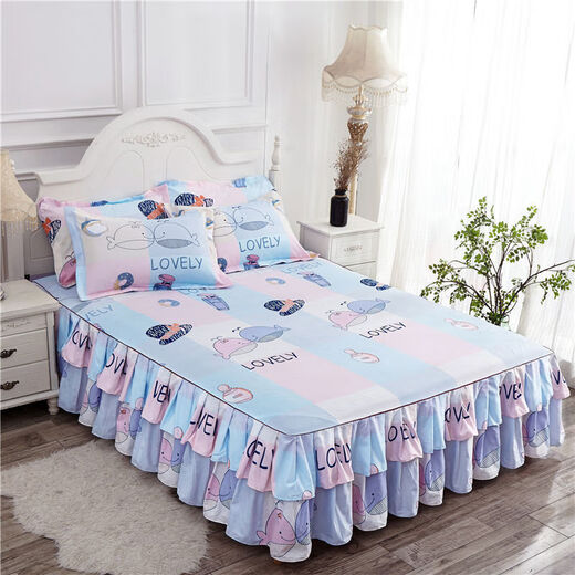 Baomei (BAOMEI) bed skirt single piece bed sheet bedspread Simmons anti-slip protective cover double-sided bedding bed skirt 1-Spring Breeze Dream 120*200 bed skirt single piece