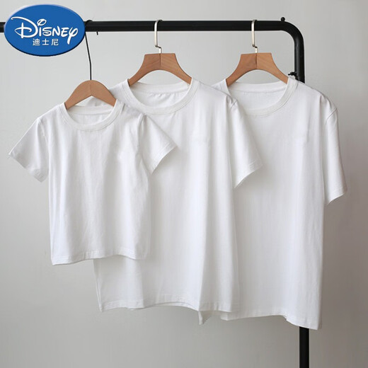 G.duck2025 white parent-child clothing for a family of three and four babies pure cotton short-sleeved T-shirt family photo studio photo T-shirt white T-shirt (fine cotton) adult L size (125-145Jin Jin is equal to 0.5 kg)