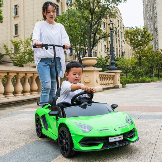 Haolaixi Lamborghini children's electric car four-wheeled with remote control baby car adult and child toy car can sit on the stroller red adult standing board/foam soft wheel/leather seat