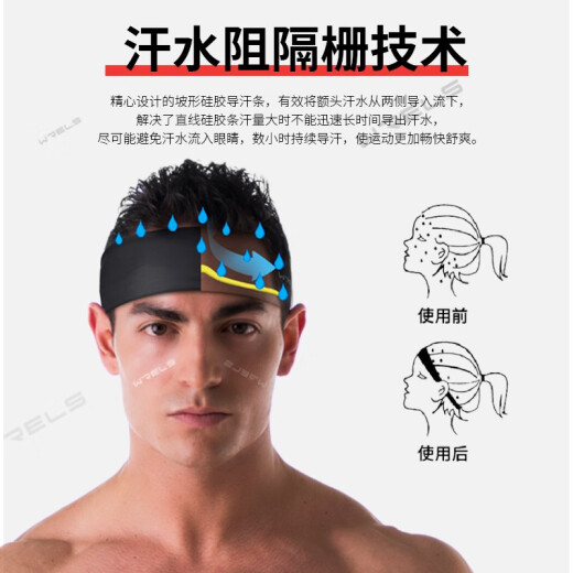 WRELS运动导汗发带瑜伽跑步止汗头巾男士健身神器加宽黑色头带防滑篮球 【导汗吸汗头带】纯色款深灰