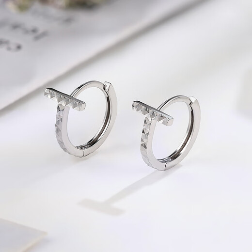 Liuguifu Jewelry Platinum Earrings Women's PT950 Earrings T-Shape Sparkling Earrings Birthday Gift 1.90g Platinum Earrings