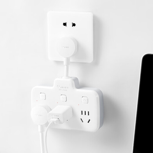 Bull short-line socket panel multi-hole plug-in multi-function plug-in strip wiring board power cord board short flexible wire socket plug-in board with line three-pin plug-in board 97333 six-socket sub-control switch wire length 2 cm