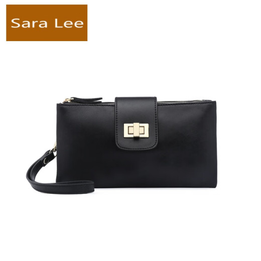 SaraLee brand clutch bag 2020 new lambskin wallet women's long genuine leather clutch bag banquet women's bag wrist bag gift black B style