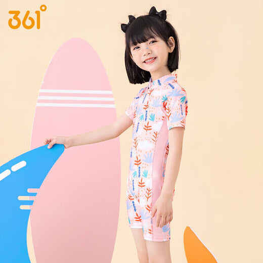 
361 children's swimsuits, girls, middle-aged and children's one-piece five-point swimsuits, girls summer prints, quick-drying, breathable hot spring swimming suits