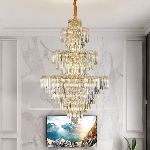 Shilan Light Luxury Duplex Gebäude großer Kronleuchterkristall-Lampen Villa Wohnzimmer leeres Gebäude mit mittleren Bodentreppenleuchte 6628-100*150 cm-drei Farbenbacken Installation