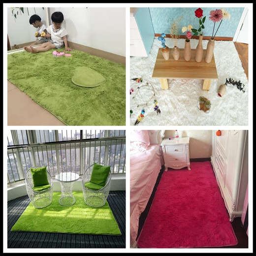 Hua Feihua Nordic ins style girly white plush bedroom bedside living room coffee table carpet customized full-cover carpet off-white upgraded thickened 200x300 cm