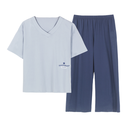Aus dem Herzen reine Baumwollpyjamas für Frauen im Sommer kurzärmelige Hose dünne V-Ausschnitt Lose Frauenpyjamas Sommer-Freizeitkleidung C ha 684 m Frauen [High 150-160 Gewicht 80-100 Jin [Jin gleich 0,5 kg]]]
