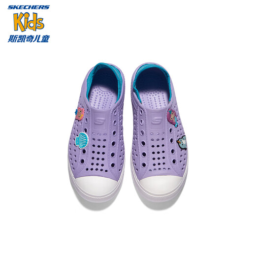Skechers children's shoes slip-on toe sandals summer men's and women's hole shoes medium and large children's beach shoes 308310L girls/lavender/light green/LVAQ 36