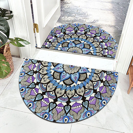 Ruiba halbrunde Türmatten und Fußmatten im europäischen Stil für den Ein- und Ausgang, rutschfeste Schlafzimmertür-Fußmatten für das Arbeitszimmer, Foyermatten, Eingangshalle im europäischen Stil, Halbkreis-01 Paar 45 * 90 cm Halbkreis