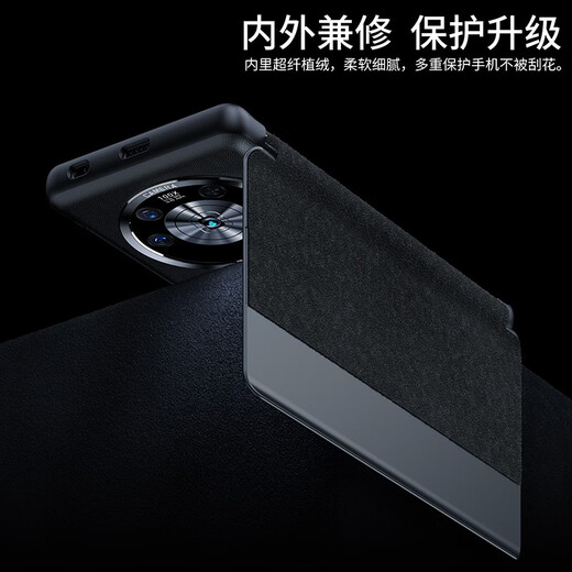 MR.G adapté pour Honor Magic4 étui de téléphone portable 5g housse de protection rabat fenêtre intelligente sommeil étui de téléphone tout compris anti-chute haut de gamme étui en cuir d'affaires pour hommes Magic4 noir foncé fenêtre intelligente