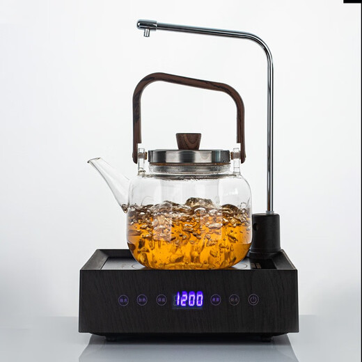 容山堂电陶炉煮茶壶自动上水智能小电茶炉静音断电大功率家用茶具 ch841-2_小方电陶炉-红棕木纹