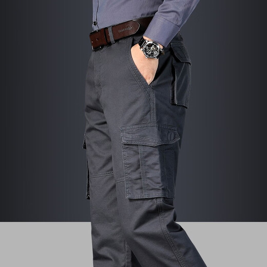 
JP Men's work pants multi-pocket loose straight outdoor water washing casual pants 9922 Military green 32-waist circumference 2 feet 5-(suitable for 130-140Jin [Jin equals 0.5 kg])