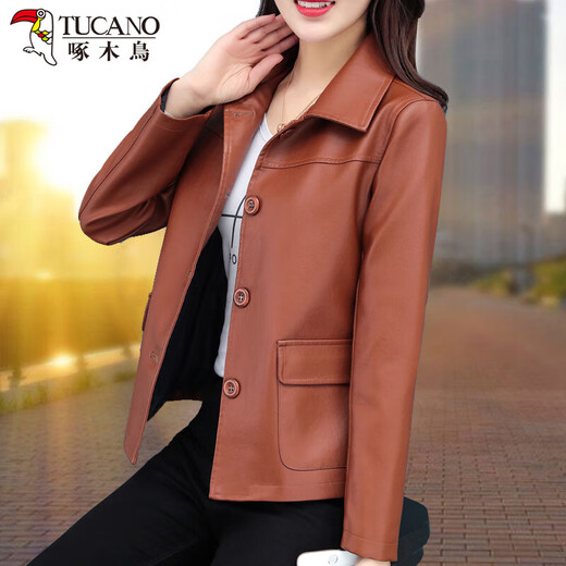啄木鸟（TUCANO）皮衣女短外套女2022年新款酷帅春秋短款中女士PU皮百搭秋季夹克上衣时尚潮 黑色 XL_(建议105-120斤)