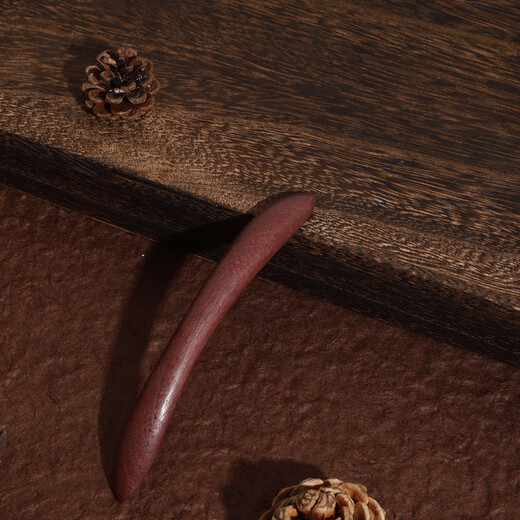 Round-headed double-pointed wooden hairpin, reverse-buckle style, short, antique green sandalwood and ebony traditional curved hairpin, ebony short 10cm