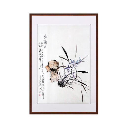 Hanao famous hand-painted Chinese ink ink orchid entrance decoration painting restaurant hanging painting corridor aisle wall painting mural vertical version orchid picture g style, framed with solid wood frame 80*60cm