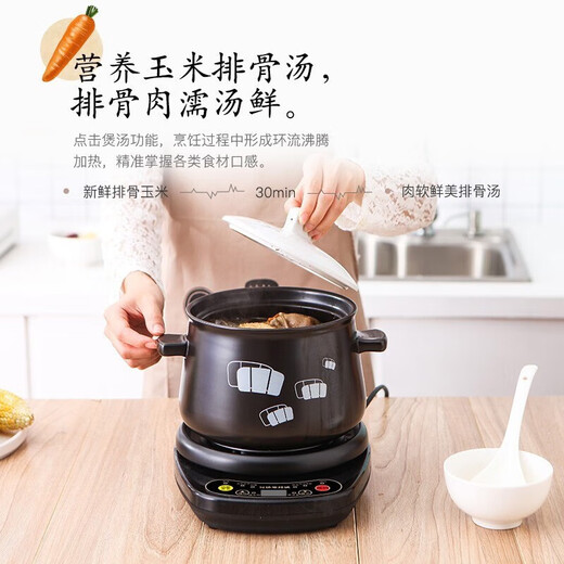 A pot of 100-drink soup pot, electric casserole for porridge, ceramic stew soup pot, split type fully automatic health pot, large capacity 5L black pot G + black base, can stew a whole chicken