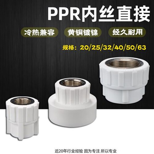 PPR copper inner wire direct reduction adapter PPR water supply pipe hot melt pipe accessories 4 minutes 206 minutes 25 63PPR to 2 inch inner wire direct