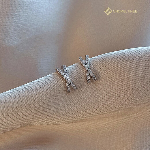 CHOMELTINEECHOMELTINE ear bone clips for women Korean gift X letter fork earrings temperament versatile non-pierced ear clips a pair of ear bone clips