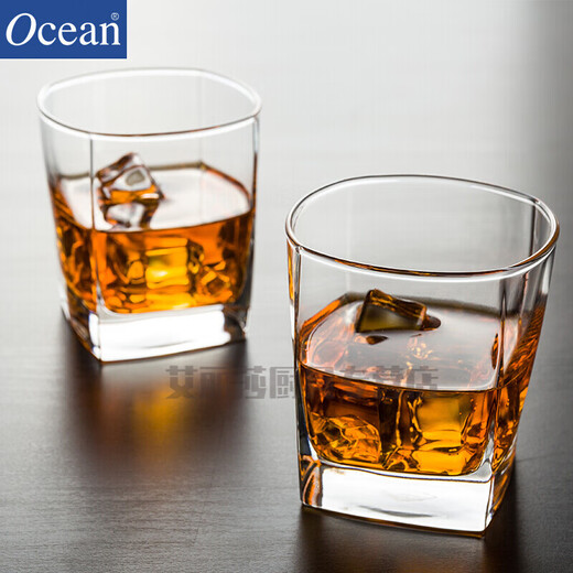 Ocean imported lead-free glass household heat-resistant tea cup water cup thickened whiskey cup beer cup drinking cup 6 whiskey cups (340ML)