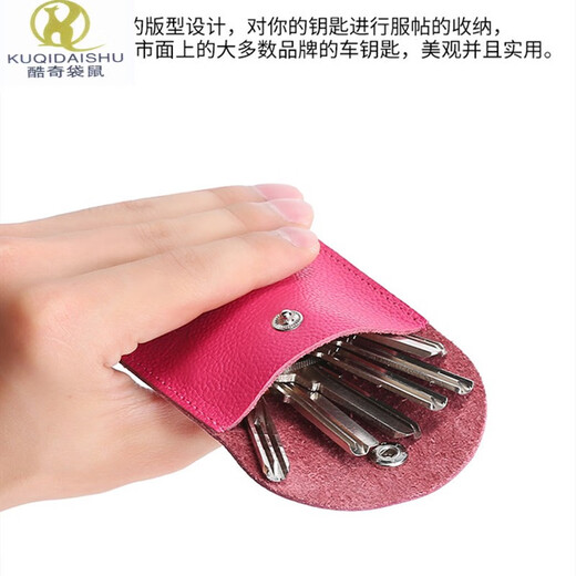 Cool Känguru Leder Multifunktions-Schlüsselbeutel Pull-out Mini kleine einfache Schlüsselbeutel Großkapazität männlicher und weiblicher Autoschlüssel Universal Schwarz