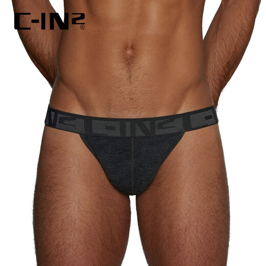 C-IN2 new men's butt-baring thong cotton U-convex sexy low-waist butt-lifting single thong for men 1902FC dark gray 017- 1 piece M suitable for 2 feet 4-2 feet 5 waist (31-33 size)